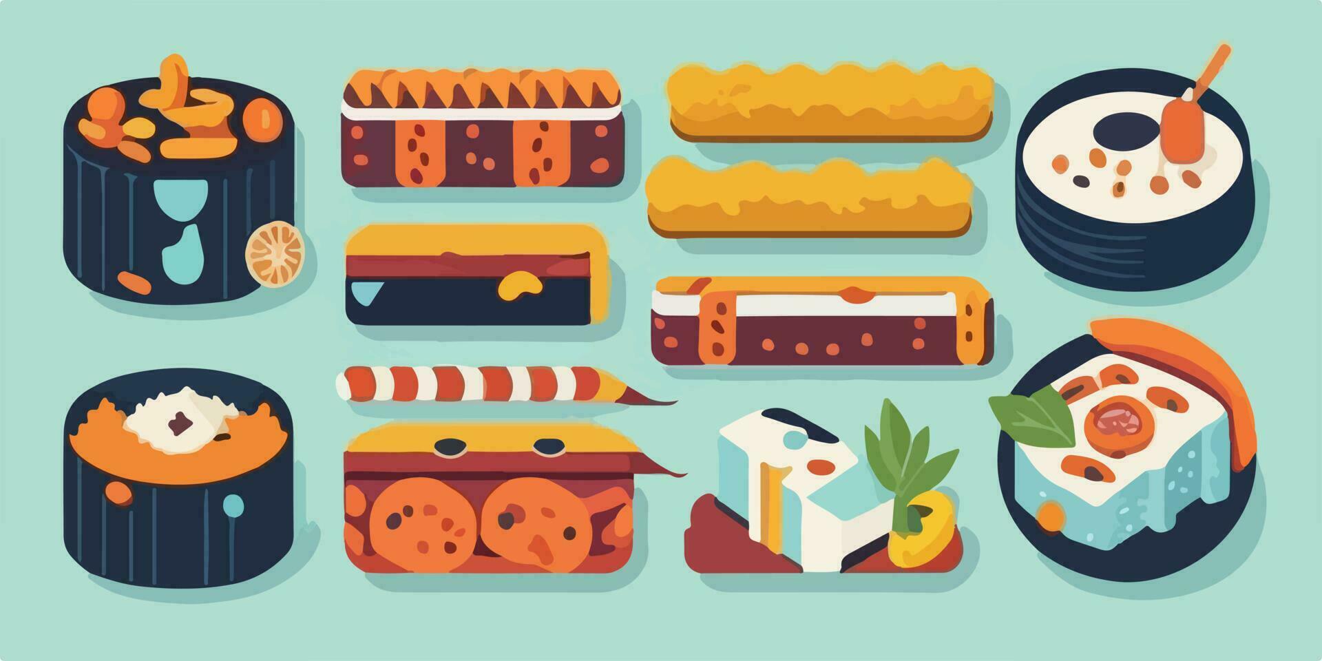 Sushi Fusion, Colorful Vector Illustration Showcasing the Delightful Japanese Cuisine