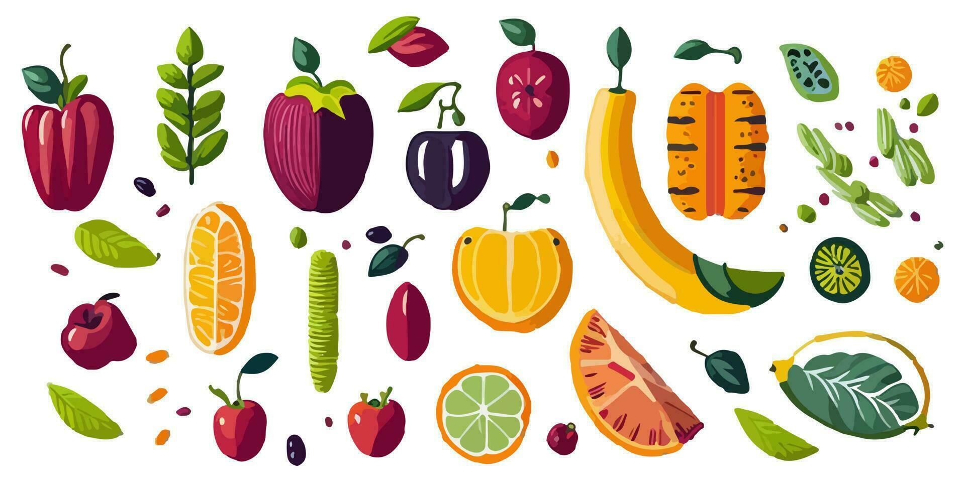 Vector Art Depicting an Exciting Adventure Surrounded by Tropical Fruits