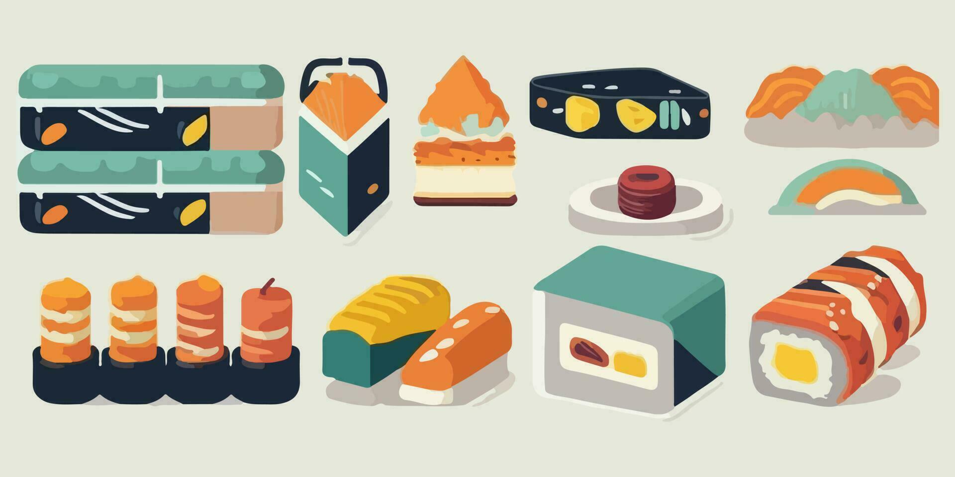 Sushi fantasía, juguetón vector ilustración trayendo sabroso rollos a vida