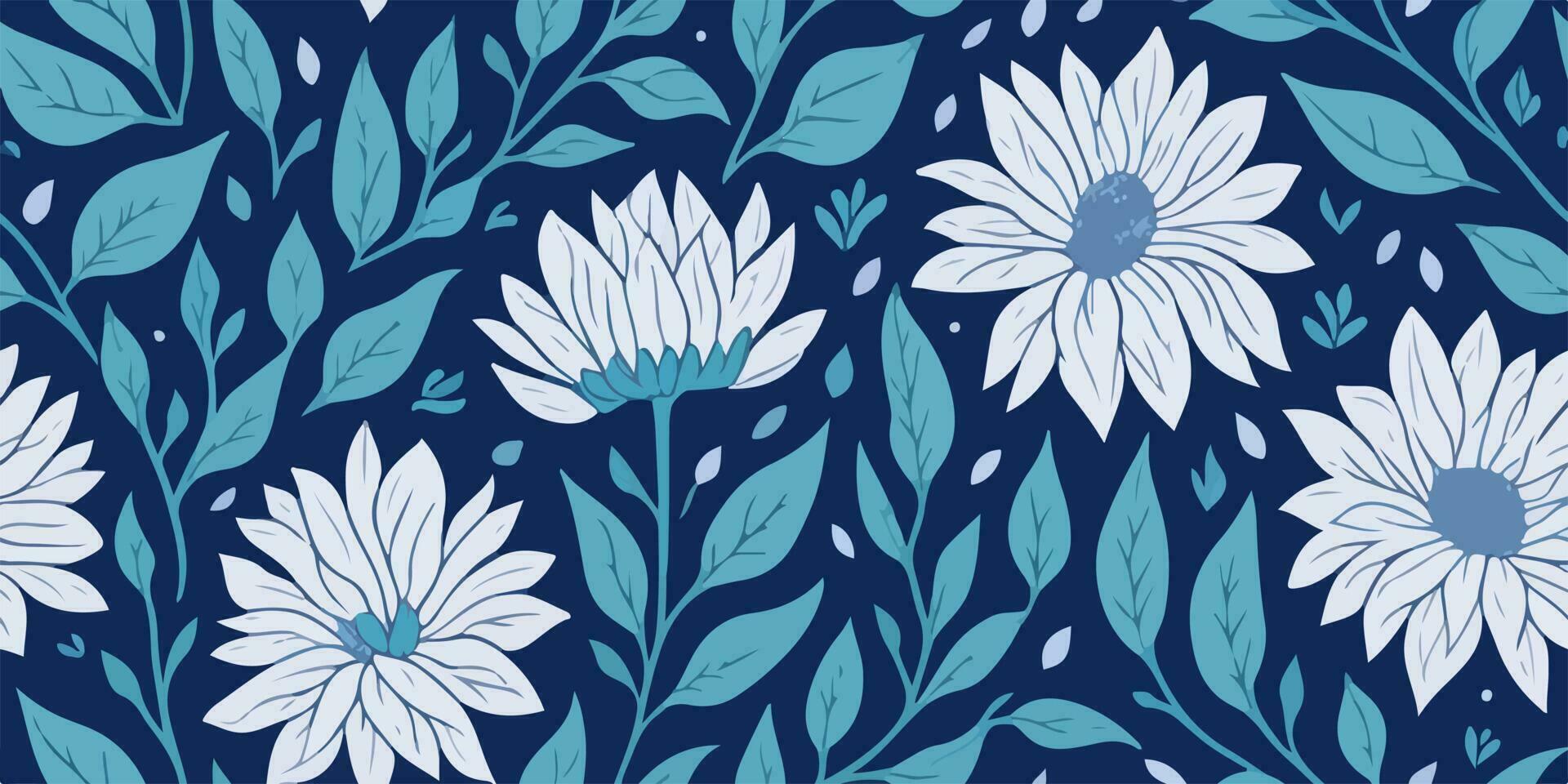 Botanical Serenity, Tranquil Vector Illustration of Serene Flower Patterns