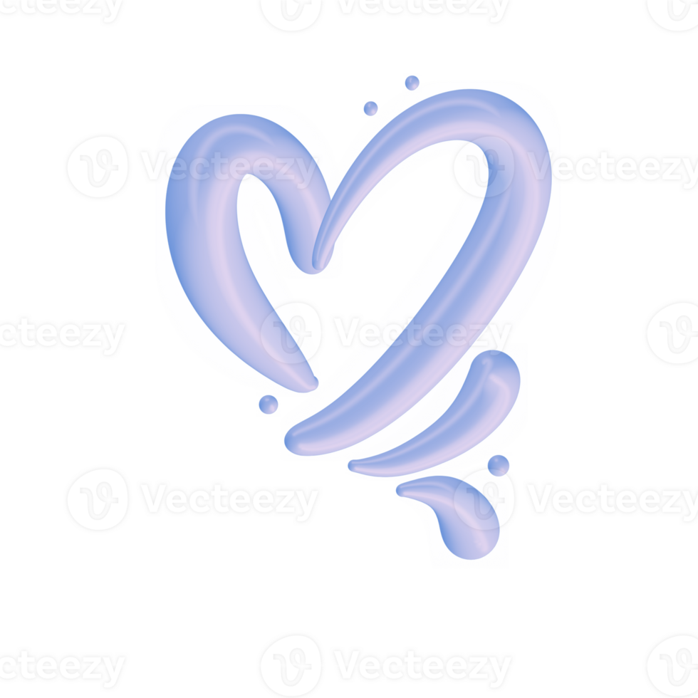 3d calligraphic heart love isolated transparent png background. Romantic inscription Happy Valentine Day or wedding day. 14 February holiday greetings Illustration