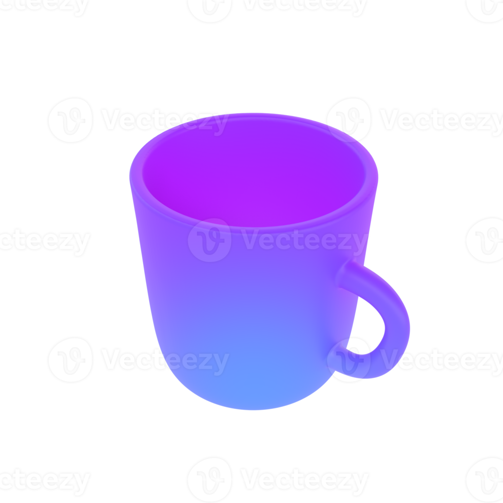 3d photo realistic violent cup icon mockup rendering. Design Template for Mock Up. ceramic clean mug with a matte effect isolated transparent png background