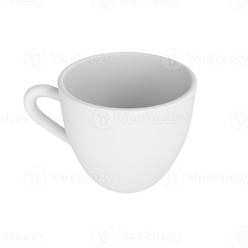 3d photo realistic white cup icon mockup rendering. Design Template for Mock Up. ceramic clean white mug with a matte effect isolated transparent png background
