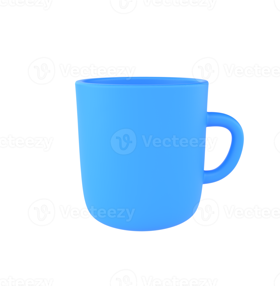 3d photo realistic blue cup icon mockup. Design Template for Mock Up. ceramic clean mug with a matte effect isolated transparent png background