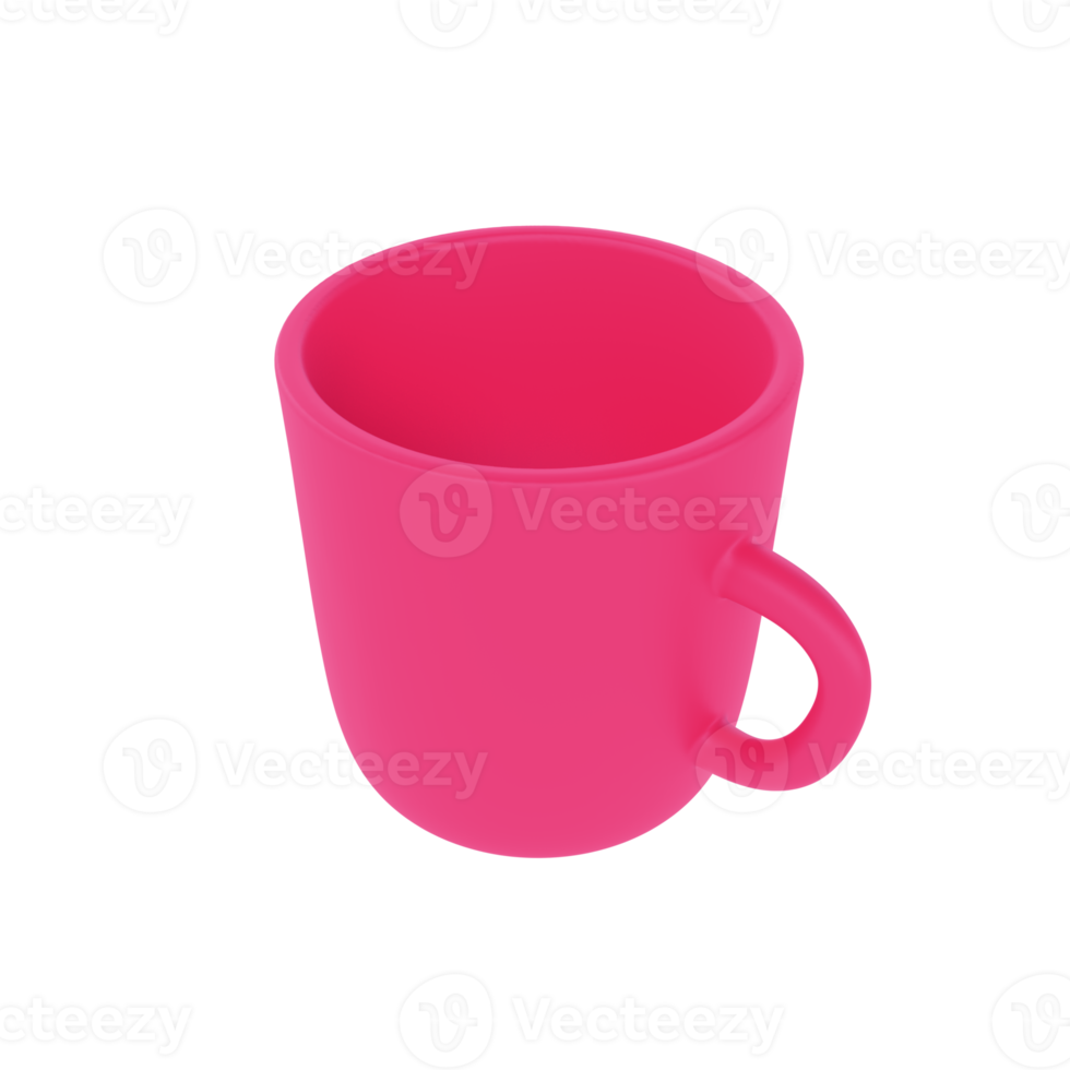 3d foto realista rojo taza icono Bosquejo representación. diseño modelo para burlarse de arriba. cerámico limpiar jarra con un mate efecto aislado transparente png antecedentes