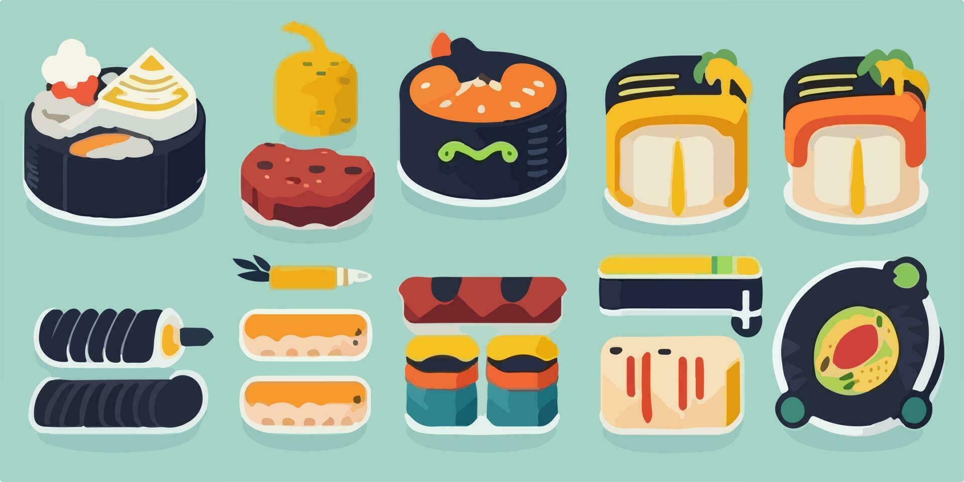 Sushi Chef's Delight, Colorful Vector Illustration Showcasing Tempting Rolls