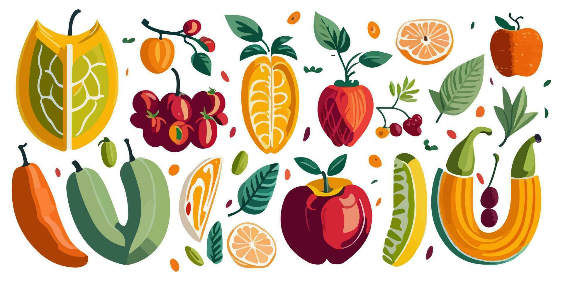 Vector Illustration of a Tropical Fruit-filled Scene