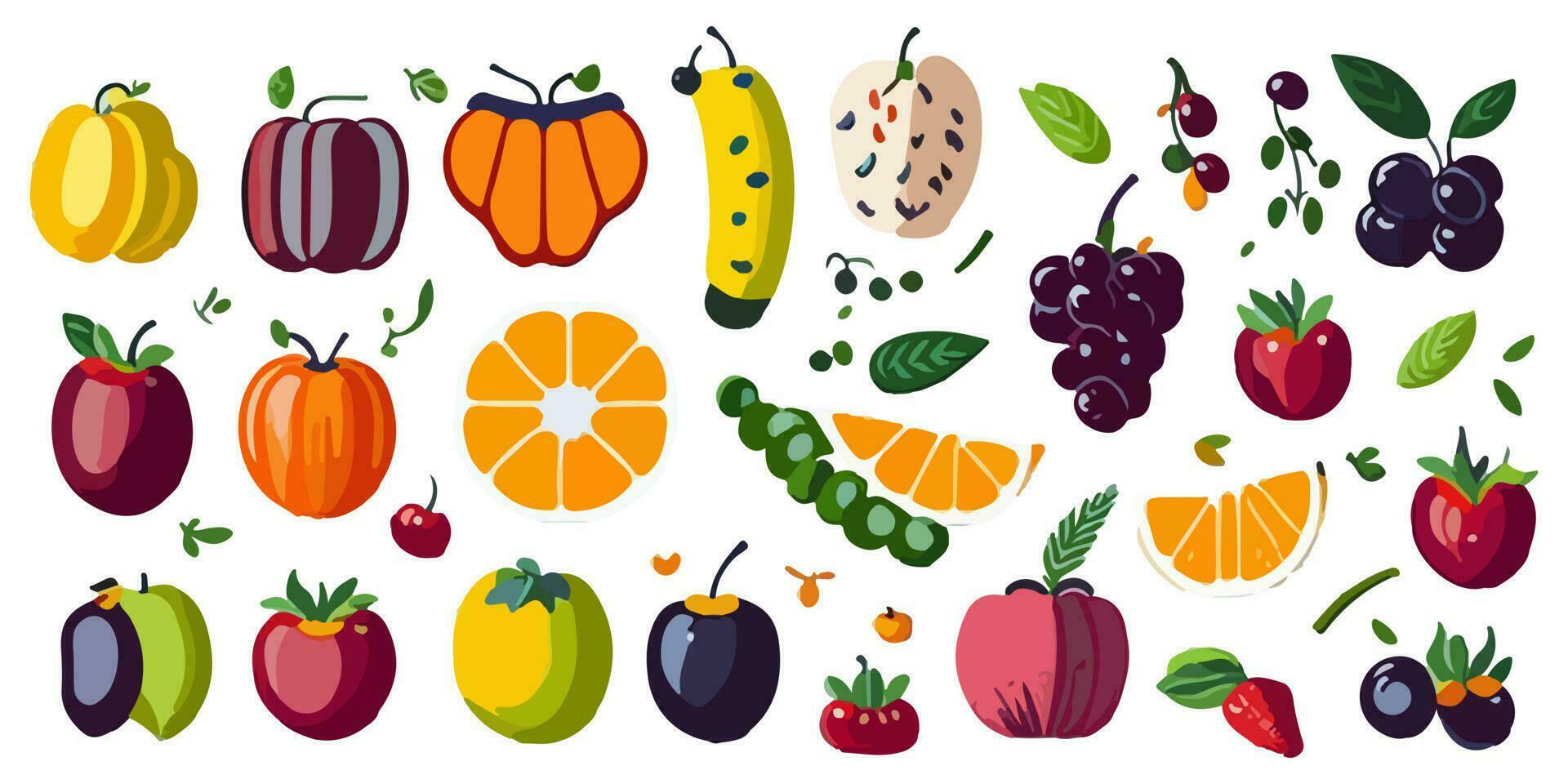 Vector Art of Citrus Fruits Arranged in a Colorful Wheel