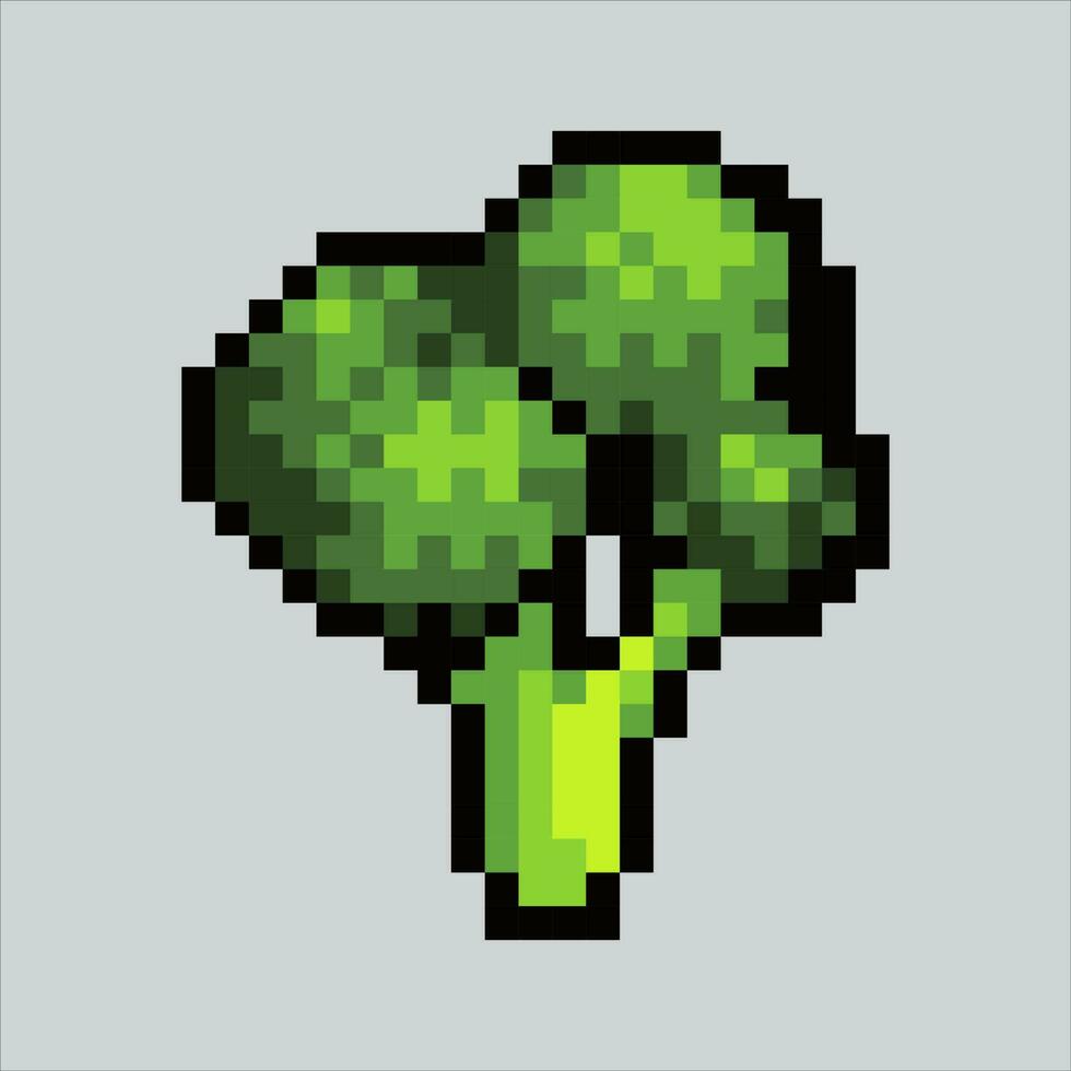 pixel art broccoli. broccoli vegetables pixelated design for logo, web, mobile app, badges and patches. Video game sprite. 8-bit. Isolated vector illustration.