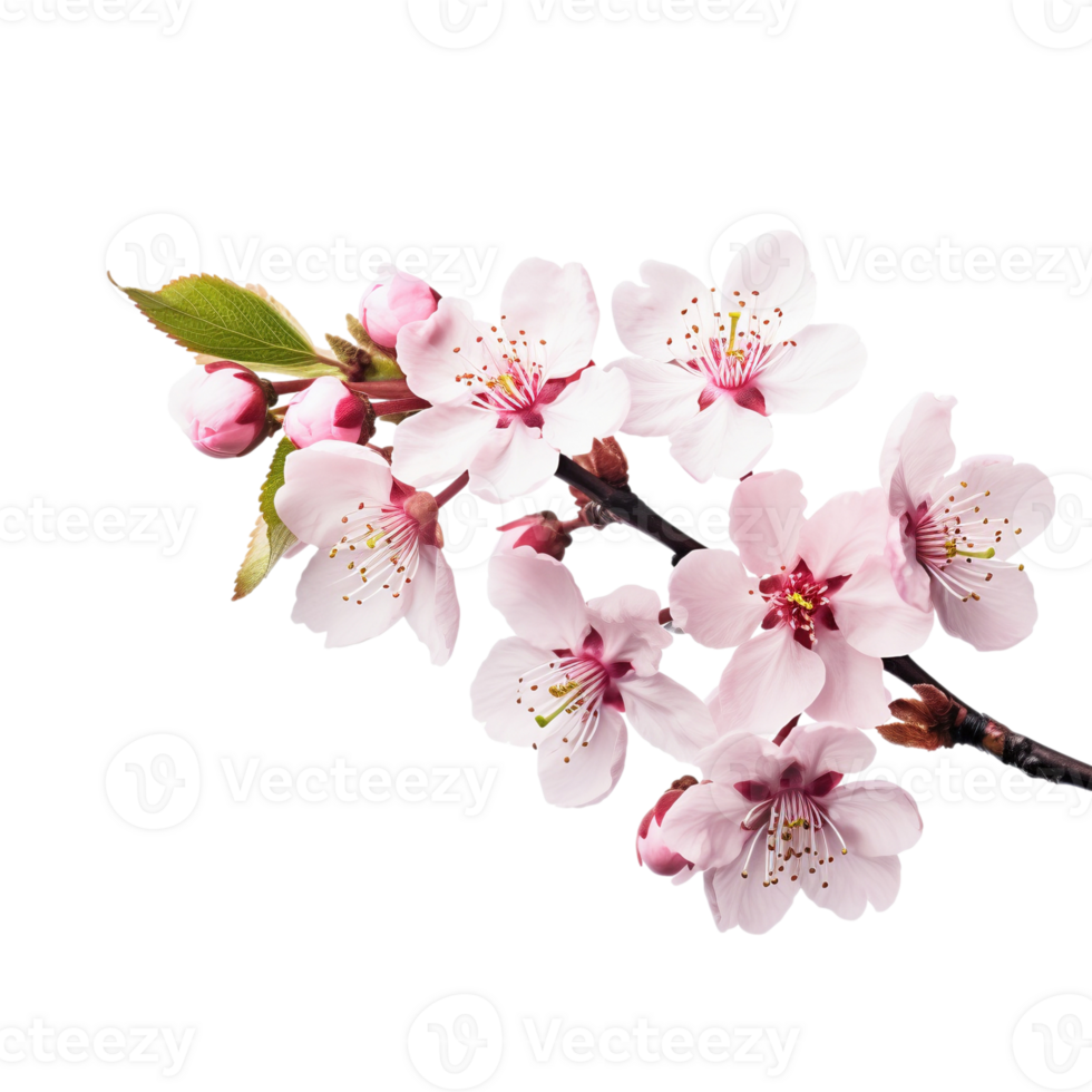 Pink cherry blossom on transparent background, created with png