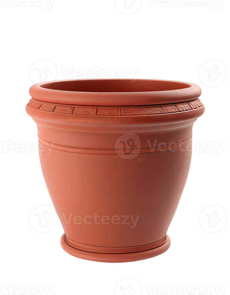 Decorative terracotta pot on transparent background, created with png