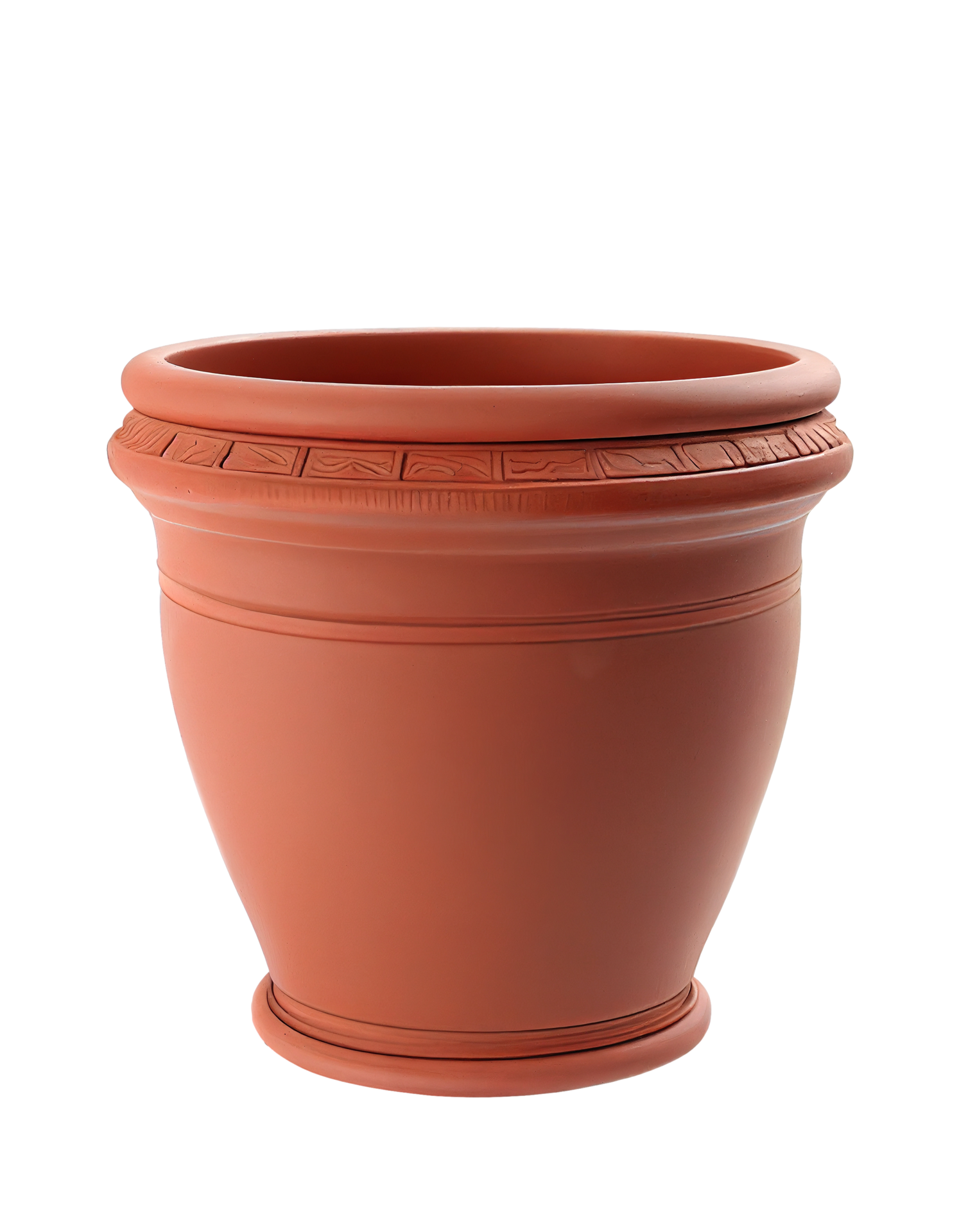 Decorative terracotta pot on transparent background, created with