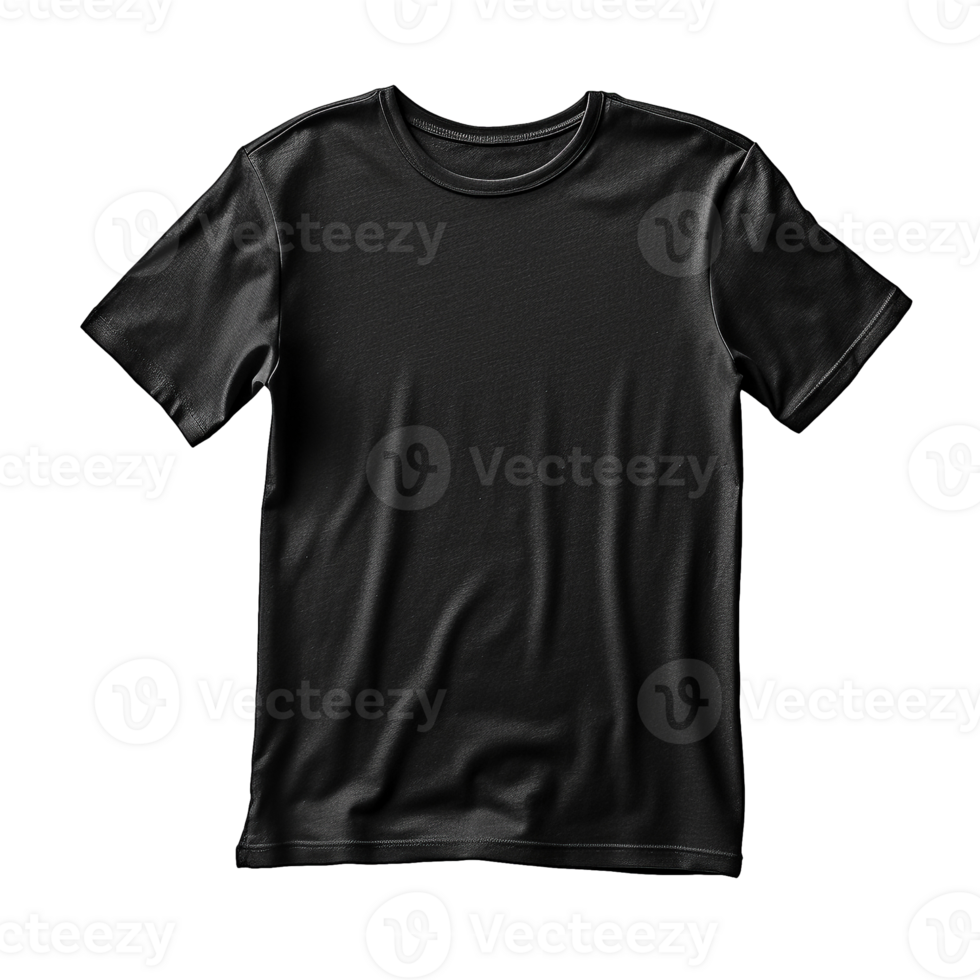 Black T shirt mockup on transparent background, created with png