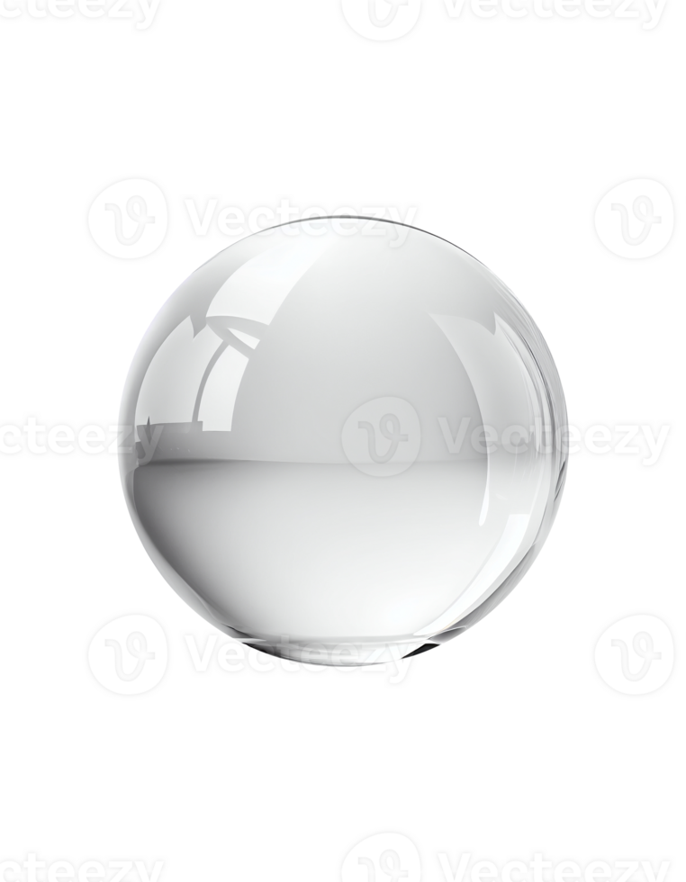 Glass ball on transparent background, created with png