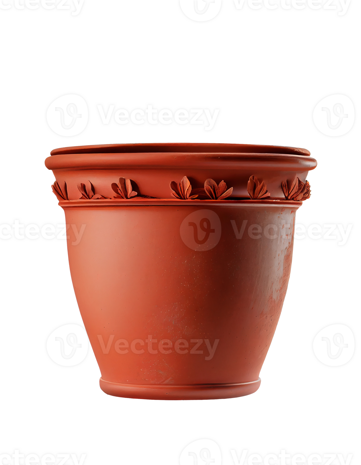 Decorative terracotta pot on transparent background, created with