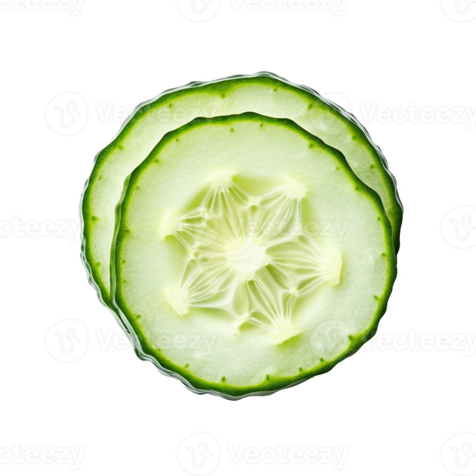 Fresh cucumber cut isolated on transparent background, created with png