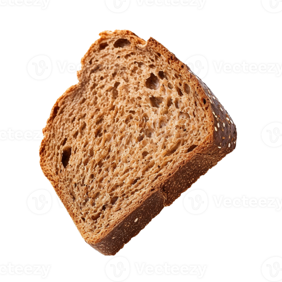 Slice of fresh rye bread, isolated on transparent background, created with png