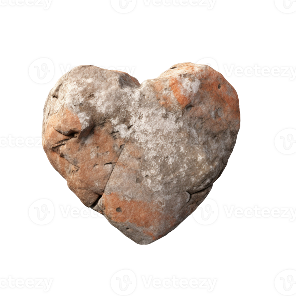 Heart of stone on transparent background, created with png