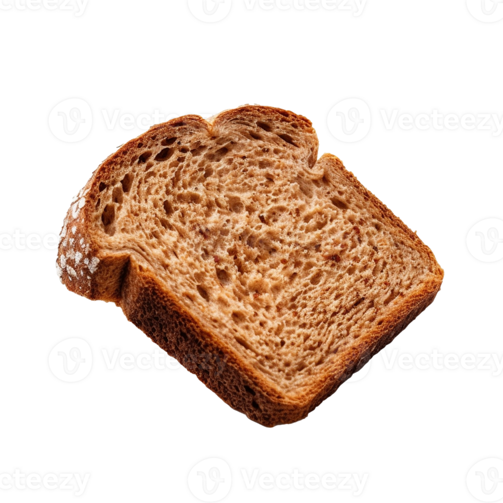 Slice of fresh rye bread, isolated on transparent background, created with png