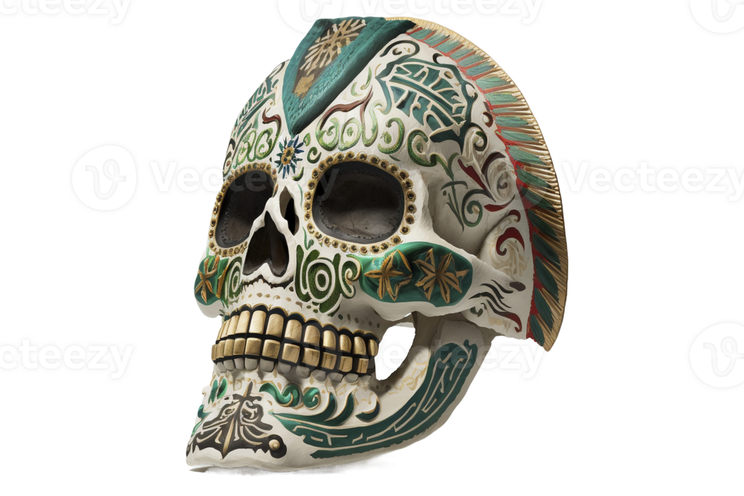 mexicain masque de décès isolé sur transparent arrière-plan, établi avec génératif ai png