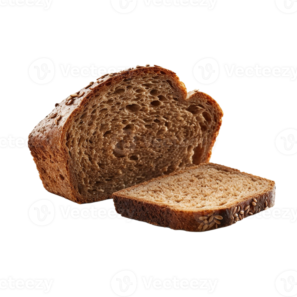 Slice of fresh rye bread, isolated on transparent background, created with png