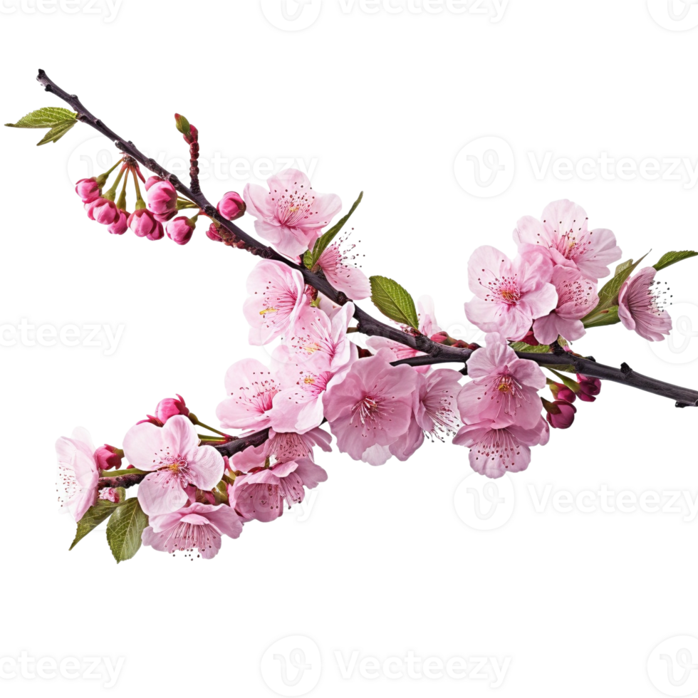 Pink cherry blossom on transparent background, created with png