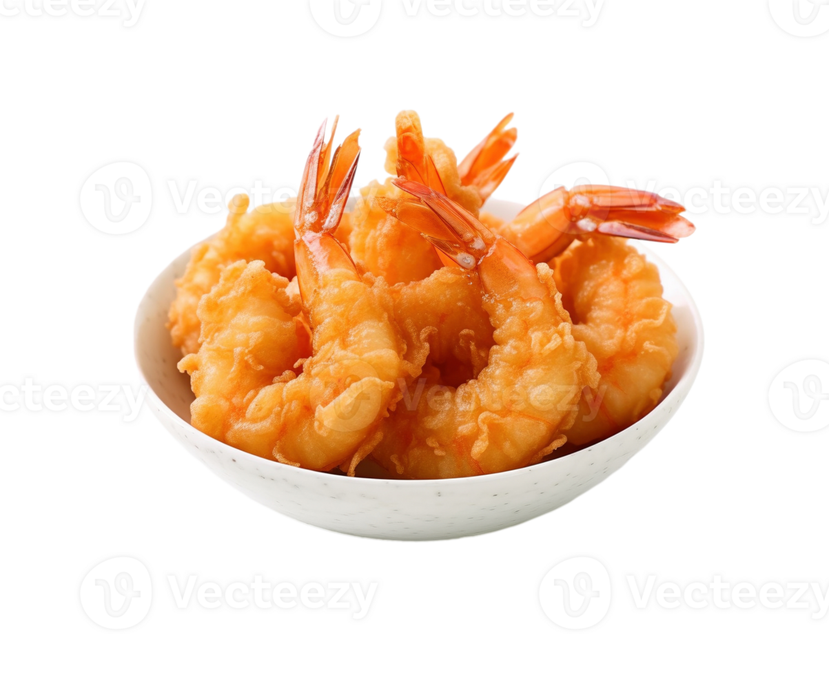 Shrimps tempura placed on a transparent background, created with png