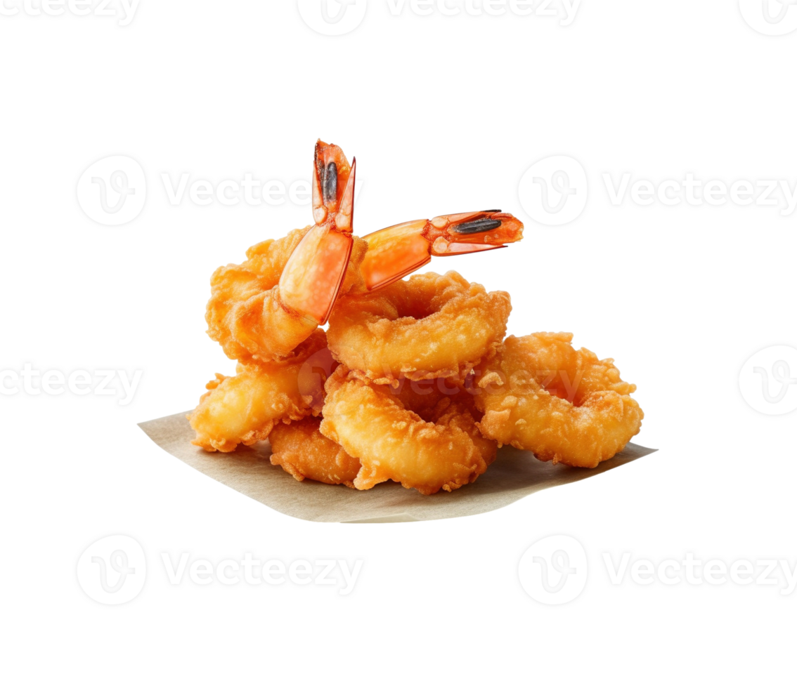 Shrimps tempura placed on a transparent background, created with png