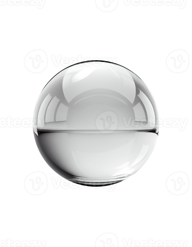 Glass ball on transparent background, created with png