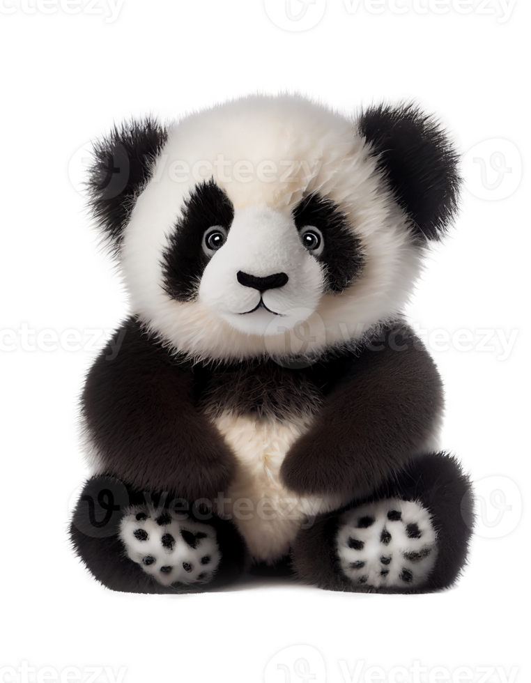 Fluffy small cute baby panda on transparent background, created with png