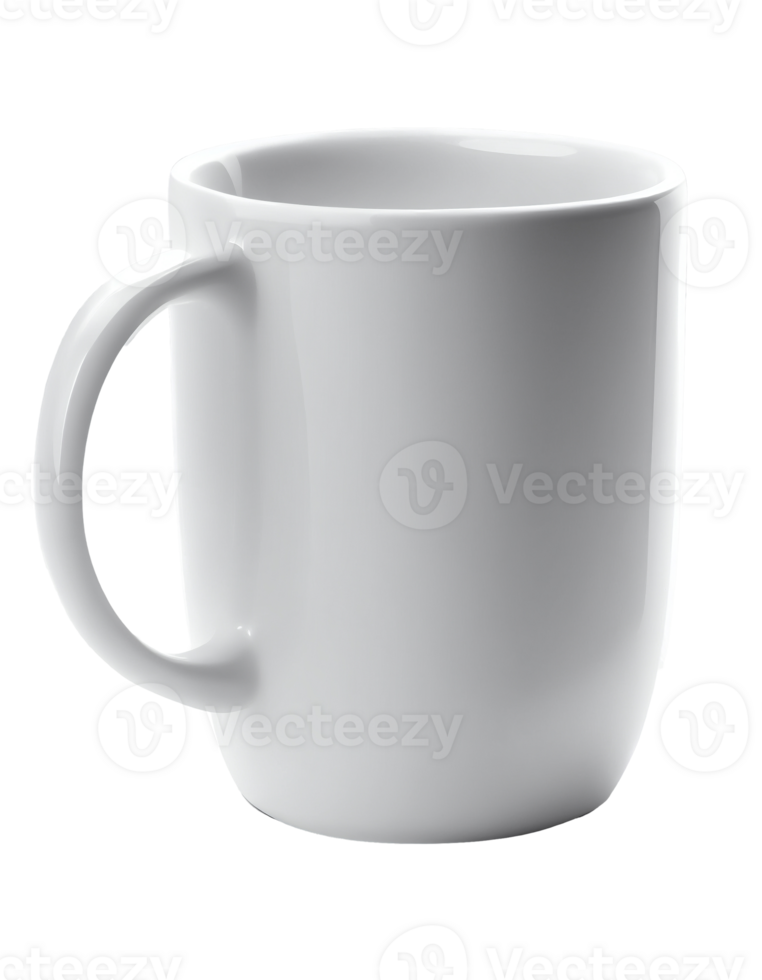 White coffee mug on transparent background, created with png