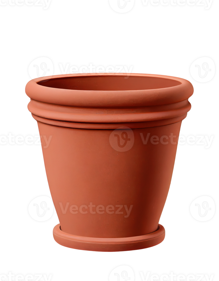 Decorative terracotta pot on transparent background, created with png