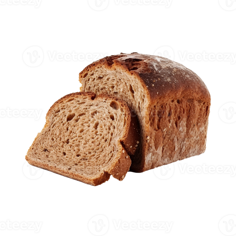 Slice of fresh rye bread, isolated on transparent background, created with png