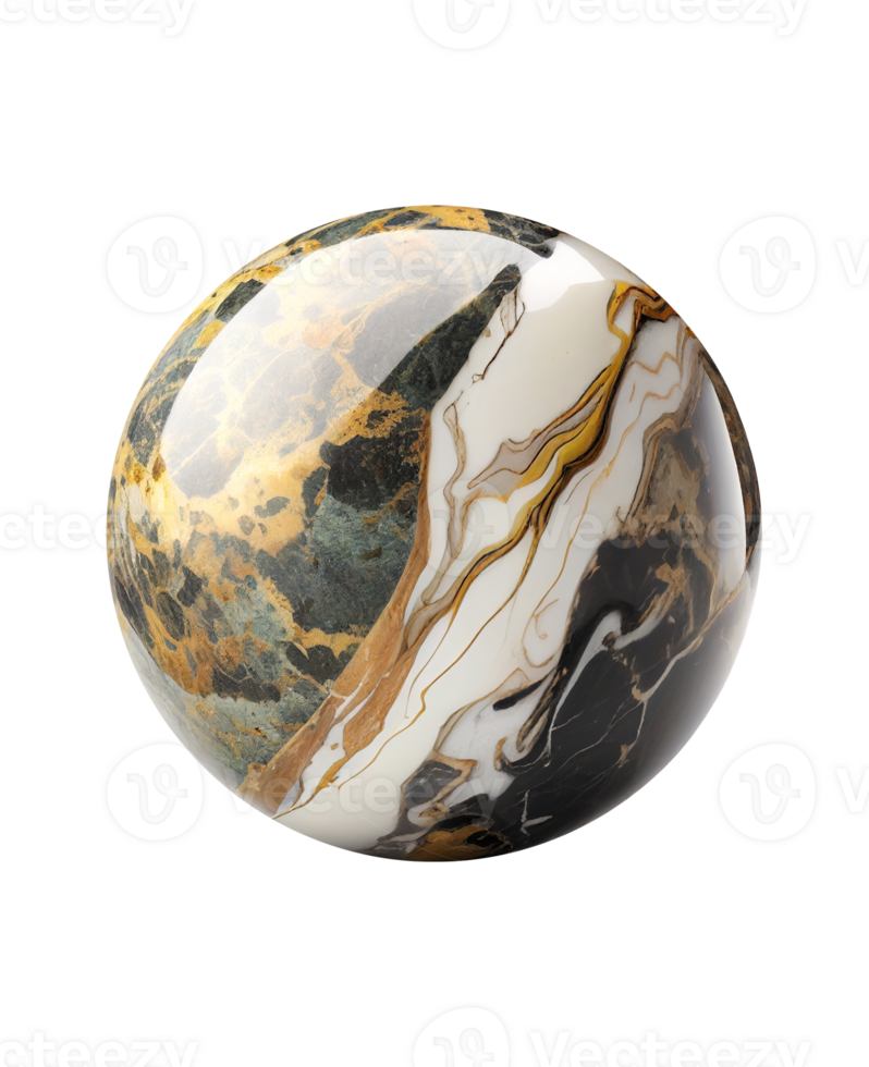 Marble stone ball isolated on transparent created with png