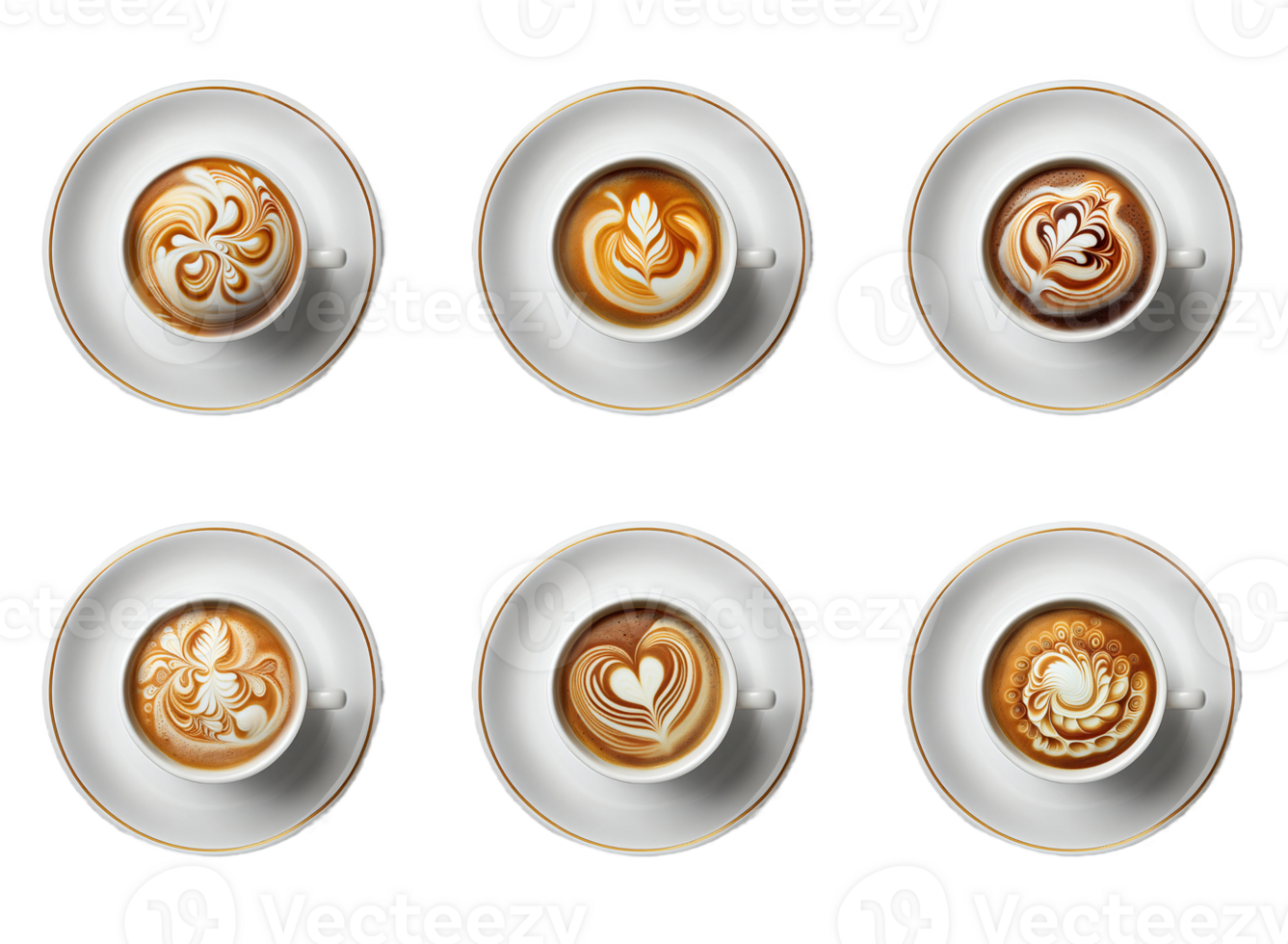 Latte cups isolated on transparent background, created with png