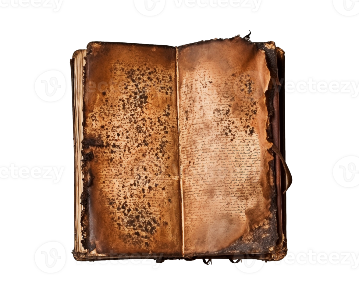 Old book isolated on transparent background, created with png
