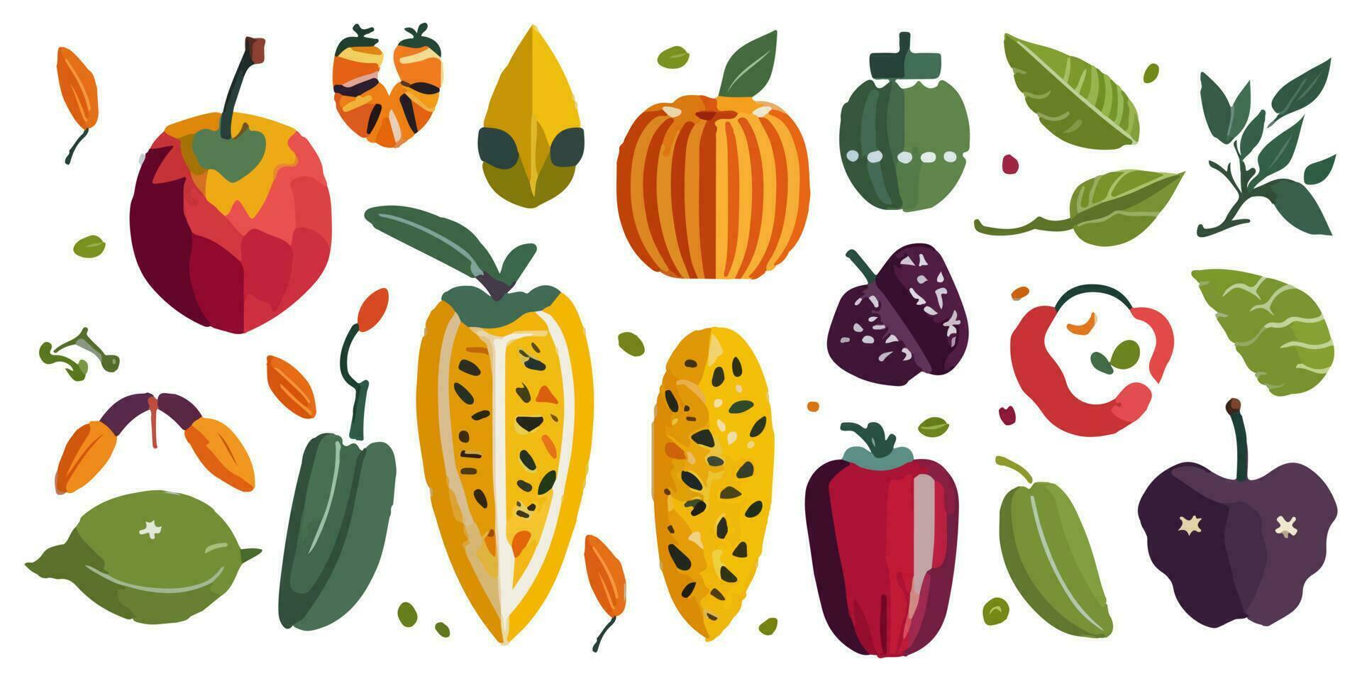 Vector Illustration Showcasing Fruits Arranged in an Artistic Manner