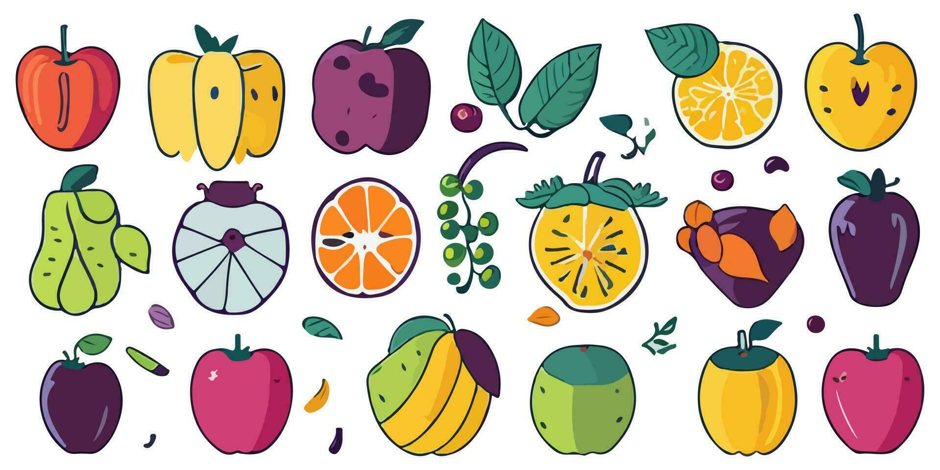 Vector Illustration of a Delicious Spread of Fruits for Breakfast
