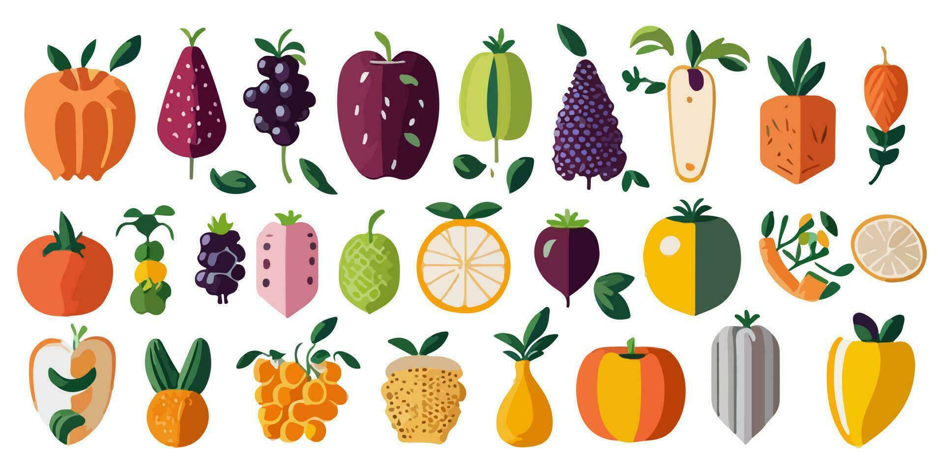 Vector Illustration of Bite-sized Fresh Fruits