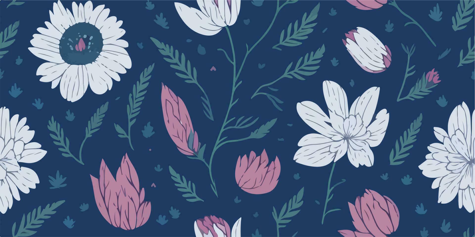 Blossom Delight, Charming Vector Illustration of Petal Patterns
