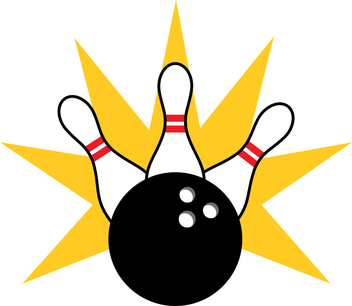 Illustration of Bowling Ball and Pins png