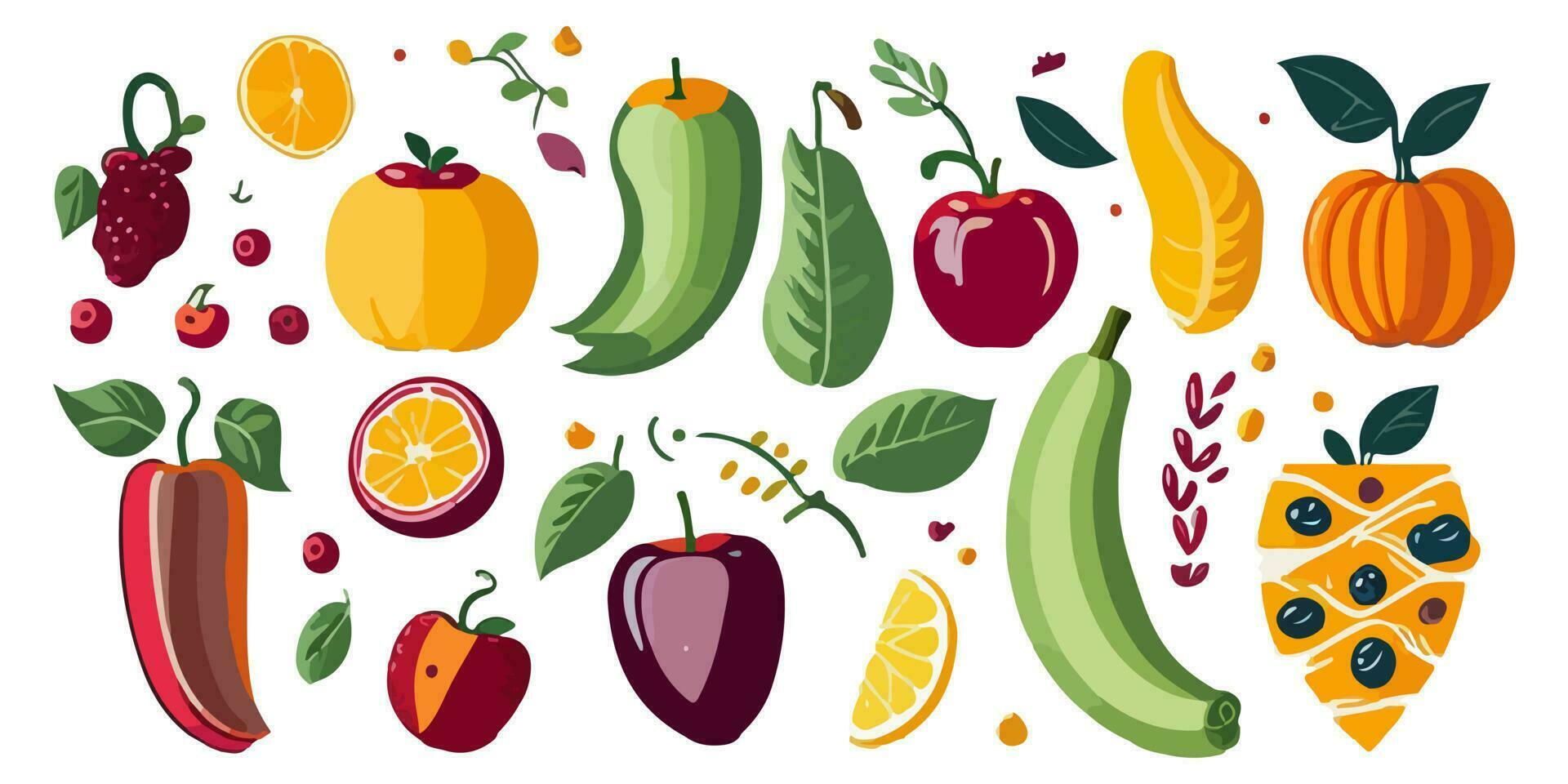 Vector Illustration of Various Juicy Fruits in a Bowl