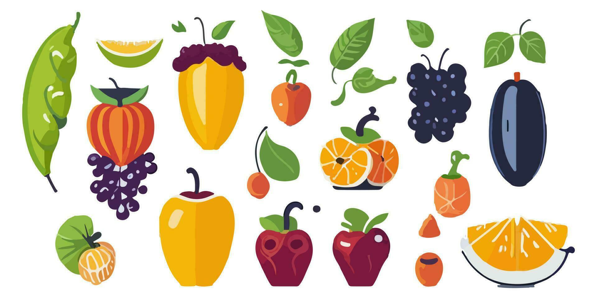 Vector Art of Playful and Hand-drawn Tropical Fruits