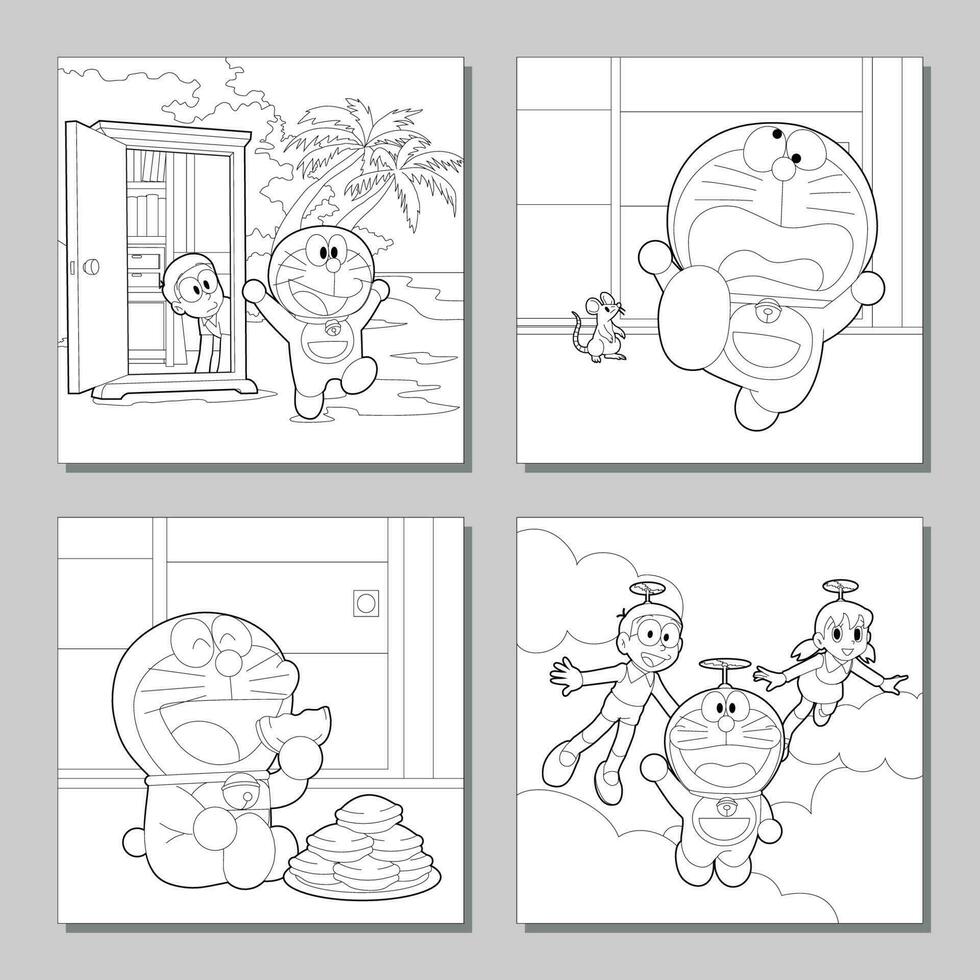 Robo Cat Adventure Coloring Pages vector