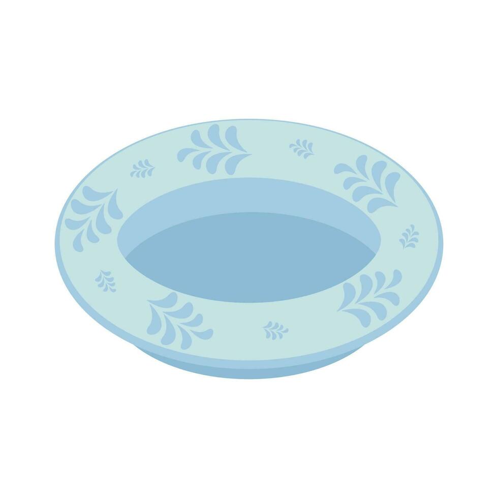 Dishes. Plate, bowl with floral ornament. vector