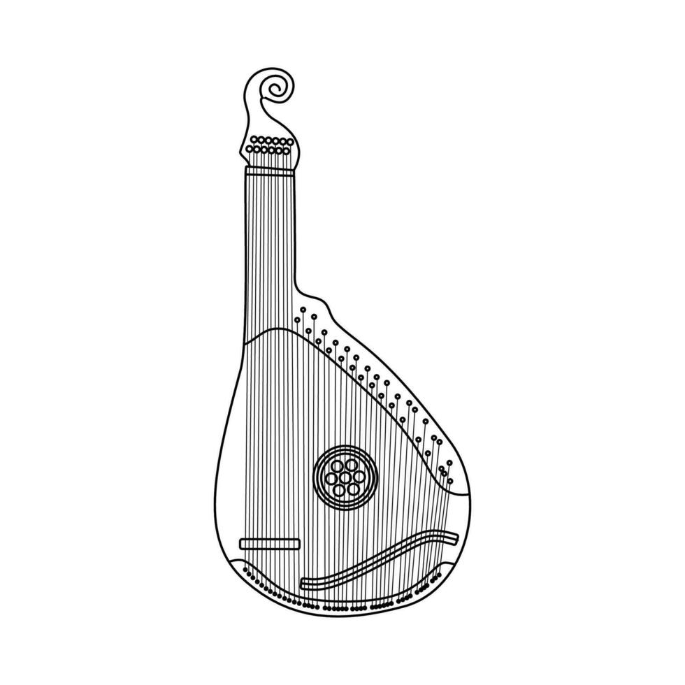 Musical instrument, pandora. Ukrainian symbols. vector