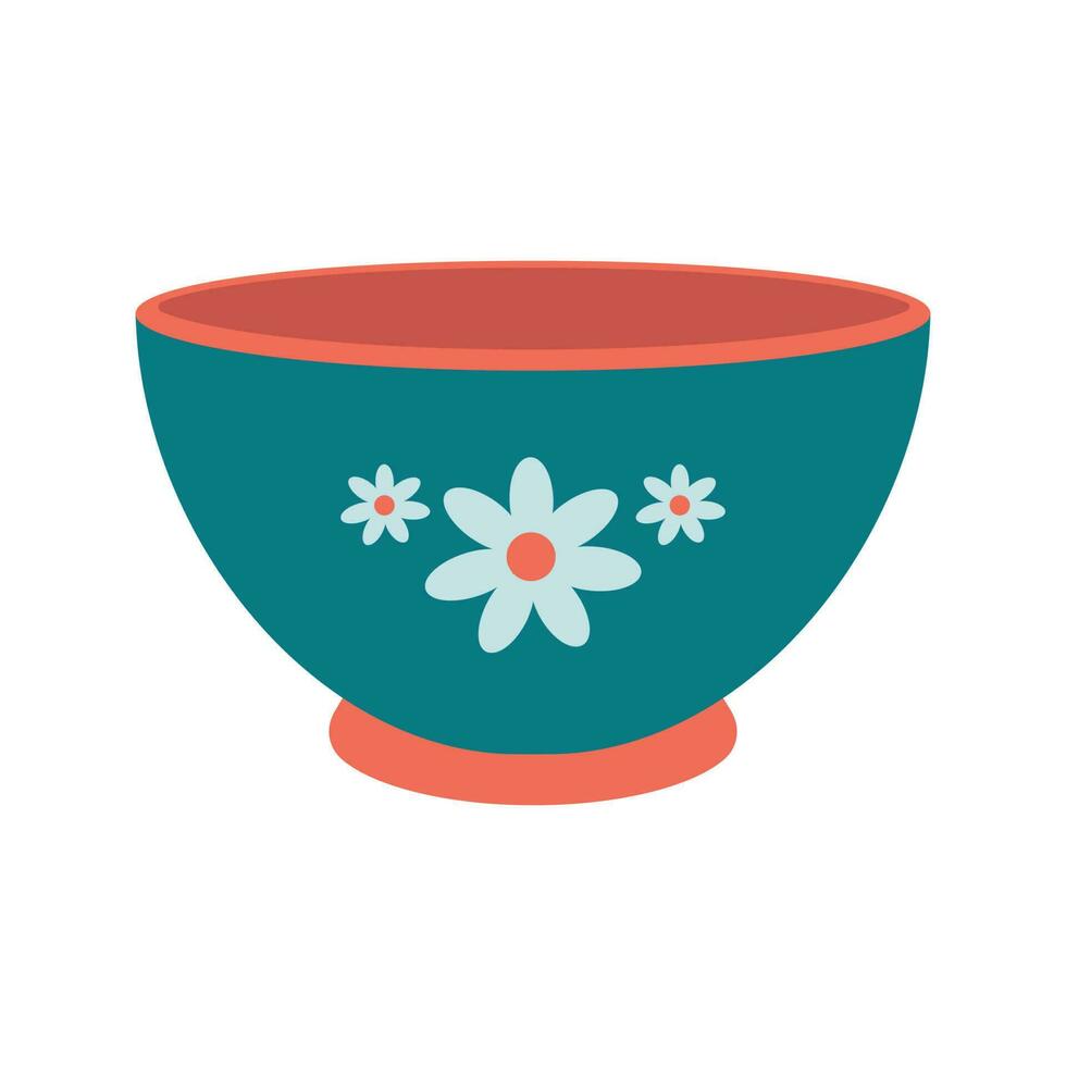 Dishes. A deep bowl for salad with a floral ornament. vector