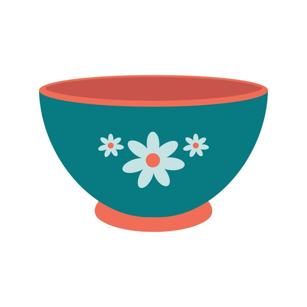 Dishes. A deep bowl for salad with a floral ornament. vector