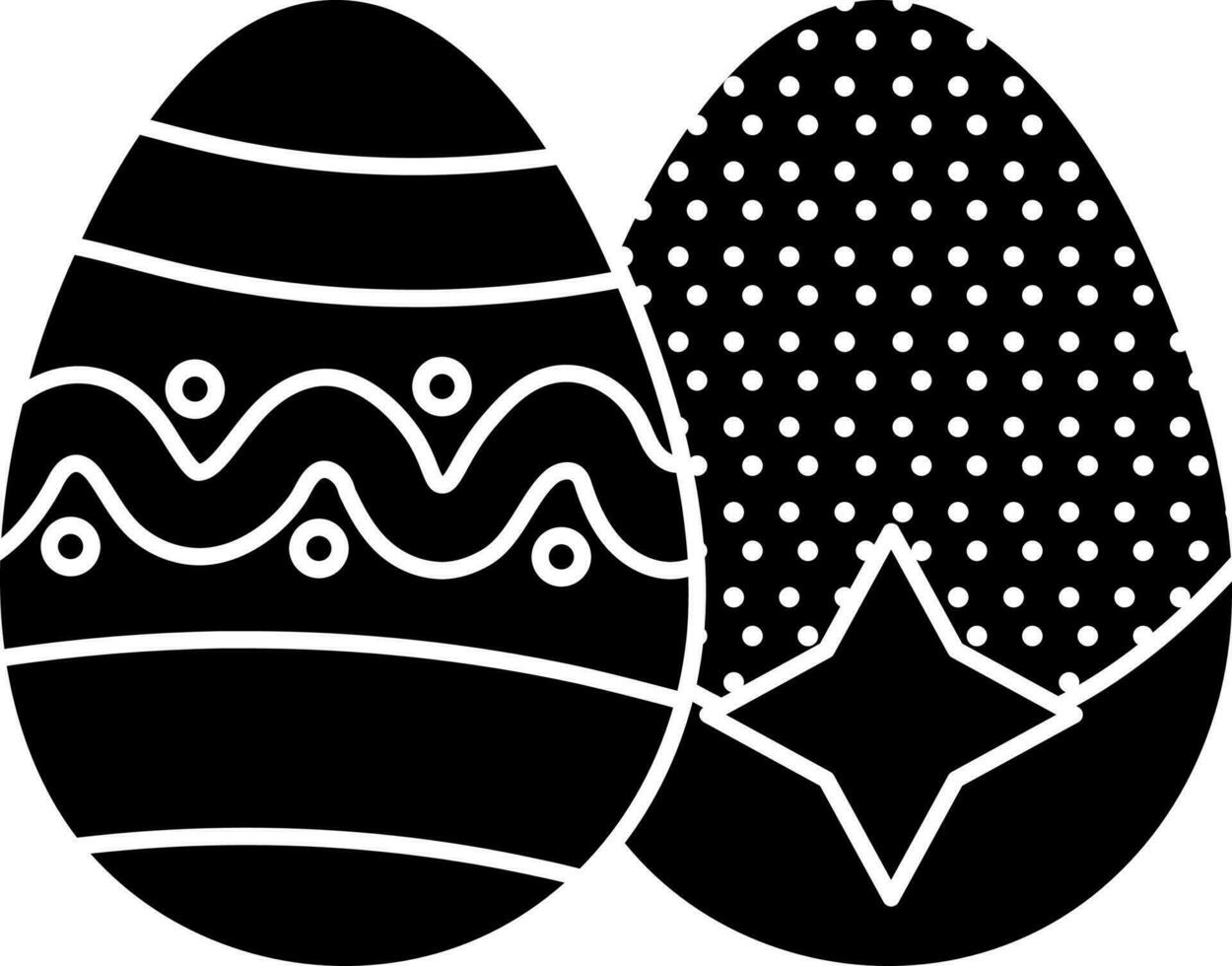 Two Printed Easter Egg In Glyph Style. vector