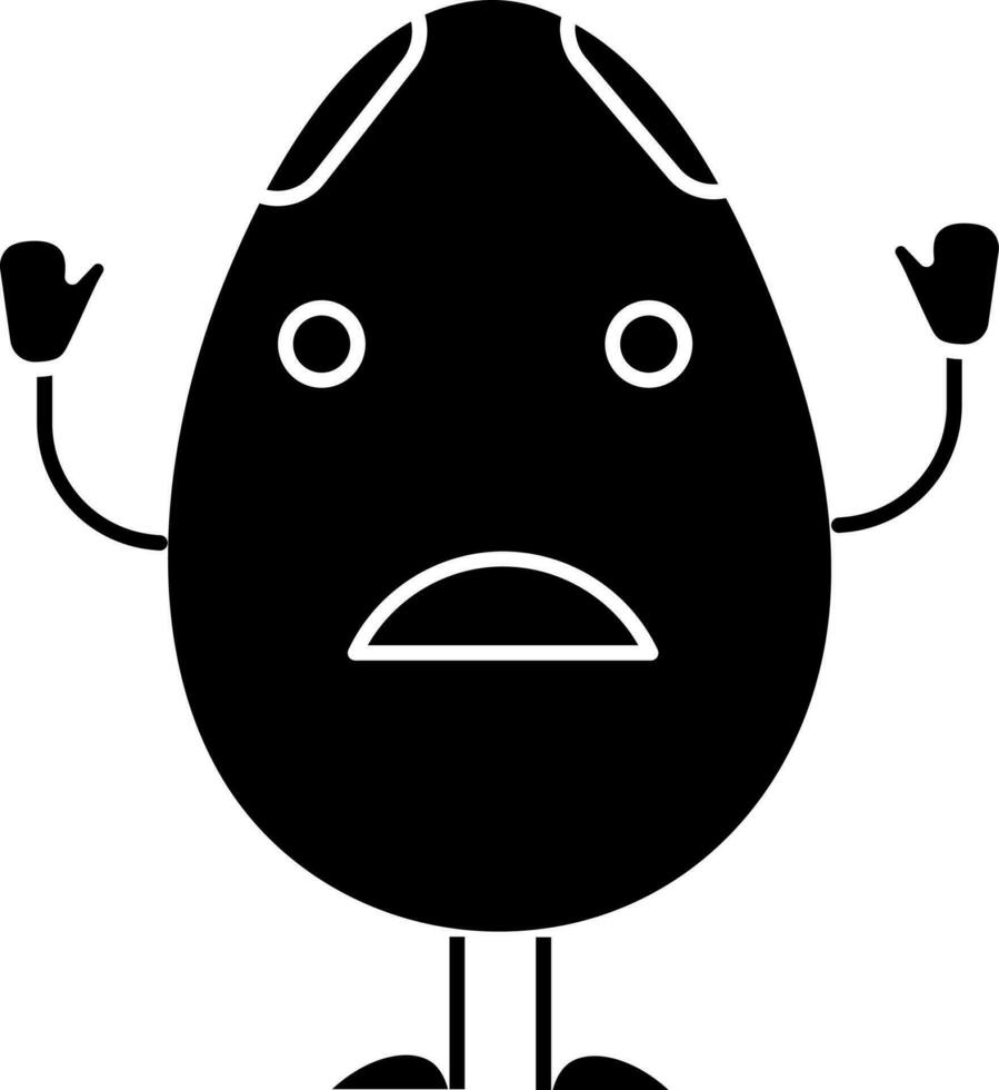 Isolated Cartoon Sad Egg Icon In Glyph Style. vector